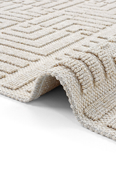 Cool Halı Mirage Bej 160x230 4 Metrekare Bukle Geometrik Desenli Kaymaz Taban...