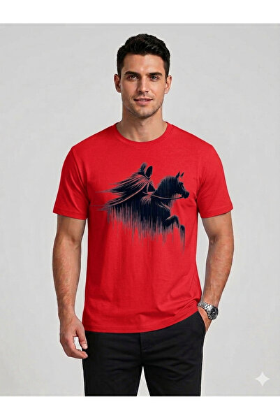 VODEXA Μπλουζάκι Unisex Oversize με στάμπα SHADOW HORSE, 100% βαμβακερό, άνετ...