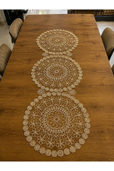 Ceki Home Runner pentru masă, Runner cu dantelă franțuzească, 110 x 37 cm, di...