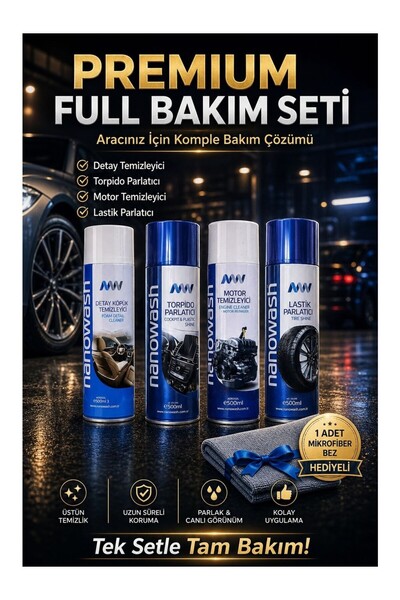 nanowash Premium Full Bakım Seti 5’li – Detay Temizleyici + Torpido Parlatıcı...