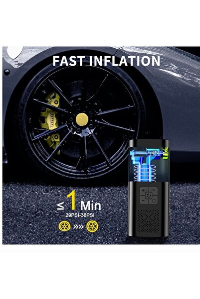 Others منفاخ إطارات محمول بقوة 150PSI |   شاشة رقمية، إضاءة LED، ثلاث سرعات، لاسلكي، شحن عبر USB، مناسب للسيارات والدراجات النارية والدراجات الهوائية والكرات الرياضية