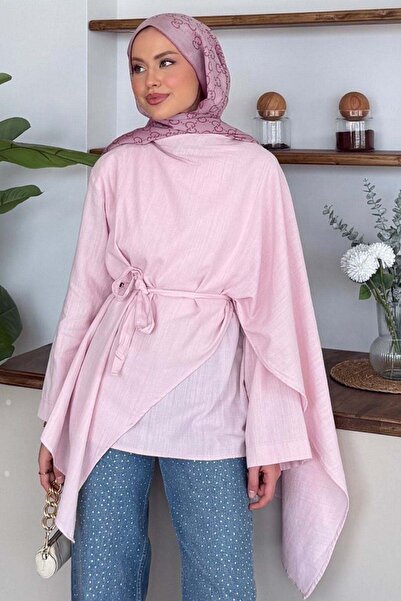 Hazamoda Ruha Pelerinli Gömlek Pembe