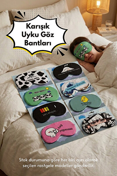Bimotif Desenli Uyku Göz Bandı Gözlüğü, Işık Geçirmez Uyku Bandı, Yumuşak Dok...