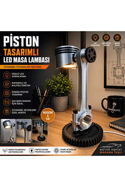 Linia Home Piston Tasarımlı Masa Lambası – Dekoratif LED Gece Lambası | Otomo...