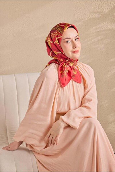 Silk Home Eșarfă de mătase Tivil 11530 - 05 Roșu - Model cu centură aurie