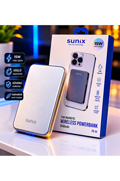 Bahzer ticaret 15W Manyetik Kablosuz Powerbank 5000mAh