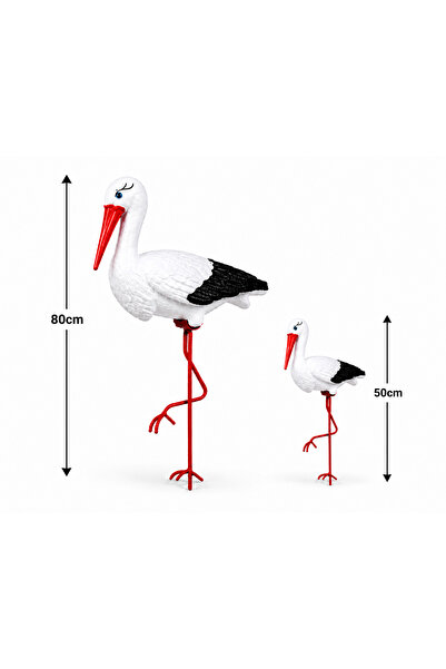 OEM Garden's Dream – Set Barză Mamă 80cm si 1 Pui 50cm pentru Grădină