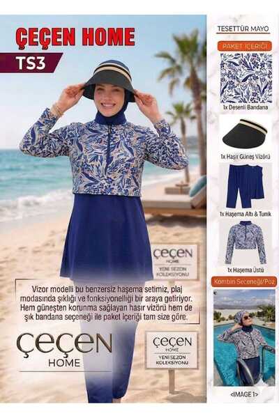 ÇEÇEN HOME Set costum de baie cu model bandană și pălărie cu vizor, costum de...