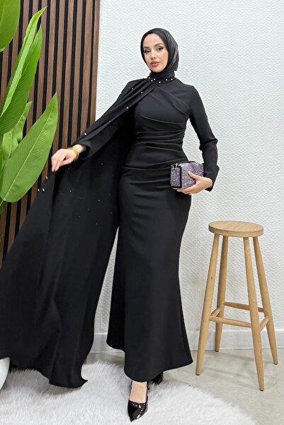 Lamia Giyim Ayşen Krep Abiye Siyah