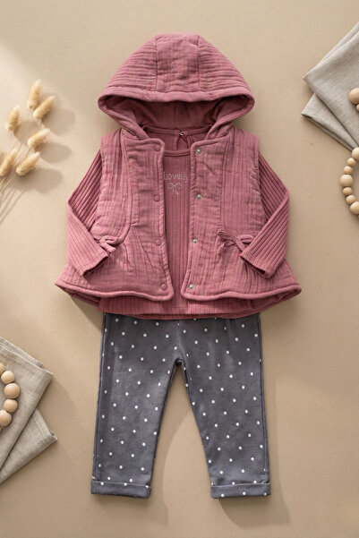 DYZSTAR Vest and Polka Dot Seasonal Cotton Baby Girl Set - Color: Burgundy / ...