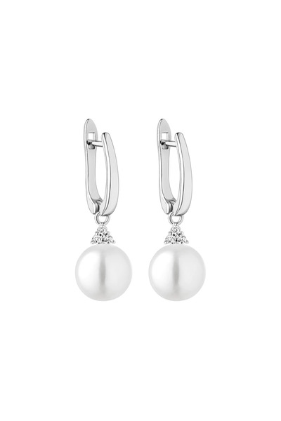 MANAVA Cercei argint cu perle naturale si zirconia - Pirámide