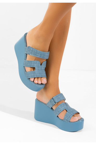 B T Shoes Anaila Denim Platform Sole Slipper