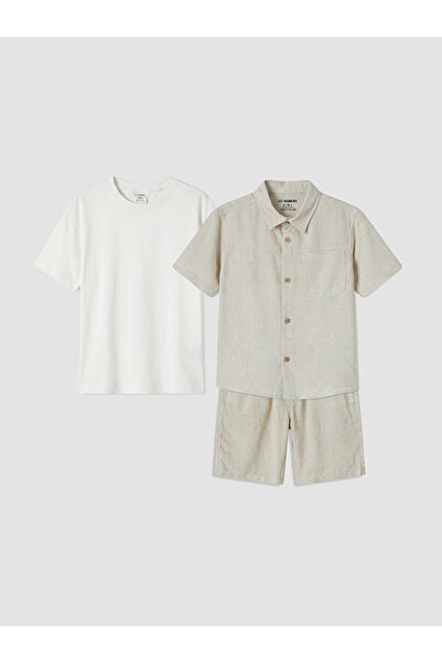 LC Waikiki Vizyon New Season Linen Blend Boys' Shorts Set