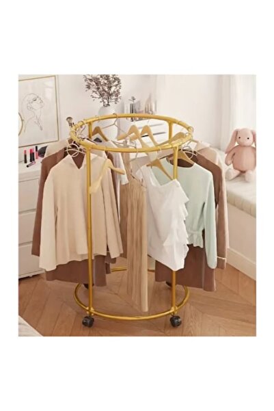 OEM Suport rotund pentru haine, Boxely, 130 cm, oțel inoxidabil, auriu, cu ro...