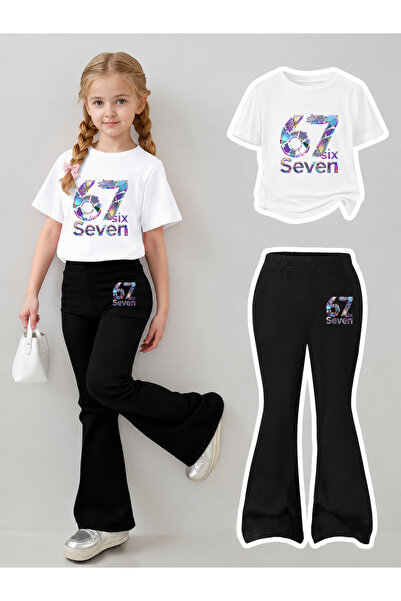YUNAYT Set de pantaloni evazați și tricou spaniol pentru fete
