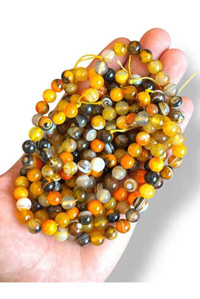 Bozhi Bead Set Agate Natural Stone 8mm - Natural Stone Beads Gray