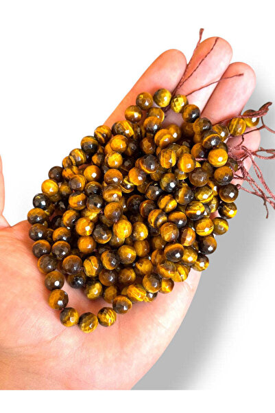 Bozhi Bead Set Faceted Tiger's Eye Natural Stone 8mm - Natural Faceted