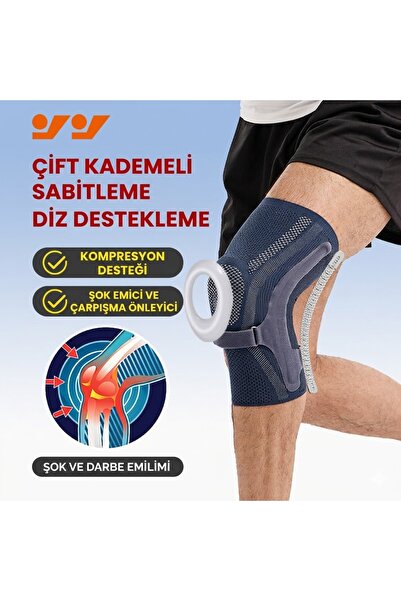 KEMOVE Premium Siyah Sporcu Dizliği - Çift Yönlü Yay Desteği, Ön ve Arka Pate...