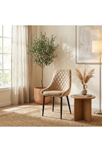 BAYTI Beige velvet single chair
