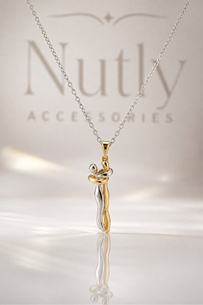 Nutly Accessories Çift Kolyesi Sevgili Kolyesi Kadın Erkek Sarılma Figürlü Çe...