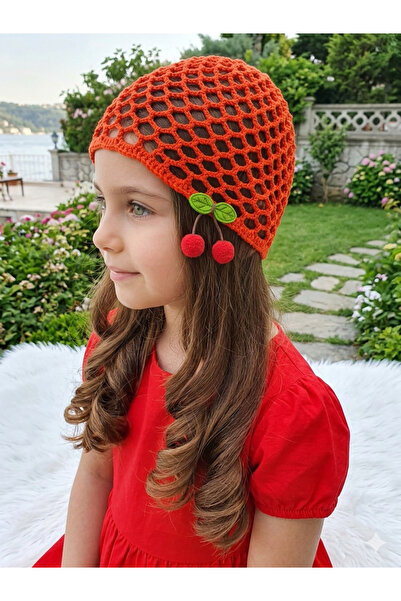 HAPPY HANDMADE قبعة أطفال من نسيج الكروشيه بلون زهرة الكرز/للأعمار من 7-12 سن...