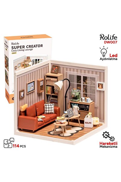 Rolife DW007 Konforlu Oturma Odası (Cozy Living Lounge) DIY Minyatür Maket Mo...