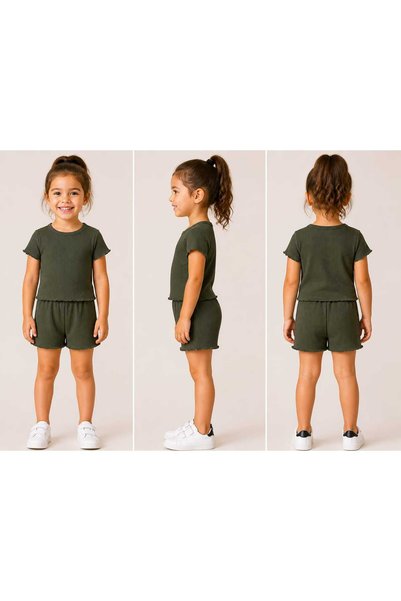 cınartarzbutik Girl's Shorts T-Shirt Casual Comfortable Top and Bottom 2-Piec...