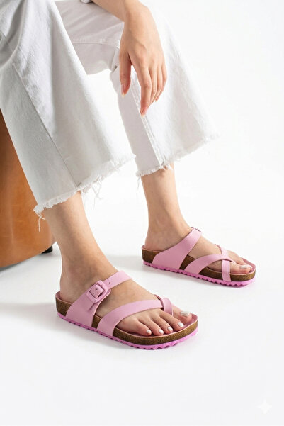 Modazirve Flip-flops cu curea dublă elastică, cu cataramă, din piele artifici...
