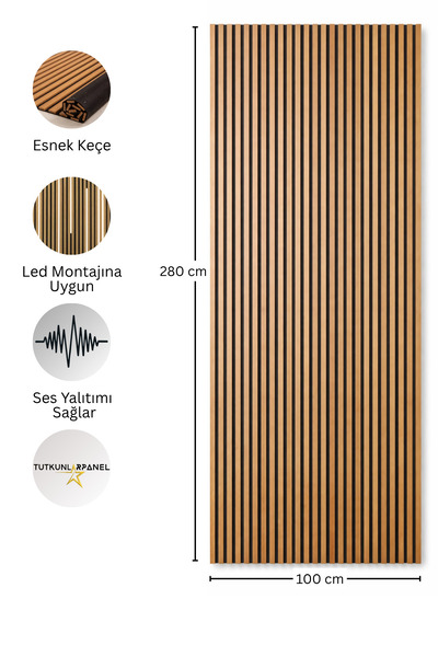 TUTKUNLAR PANEL Akustik Duvar Paneli Çıtalı MDF Ahşap Ses Yalıtımlı Dekoratif...