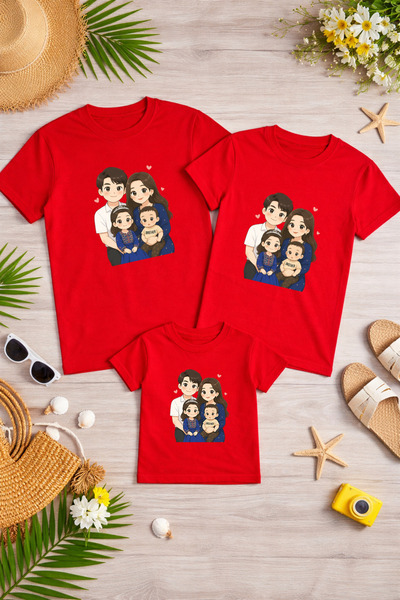 LORVEX Mother Father Child Combination T-Shirt Cotton Oversize Family Combina...