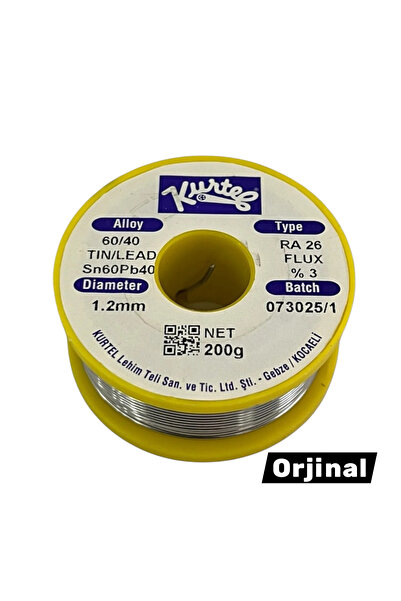 Kurtel 1.2 mm 200 Gram Lehim Teli Kendinden Pastalı 60/40 Makara Orijinal Yük...