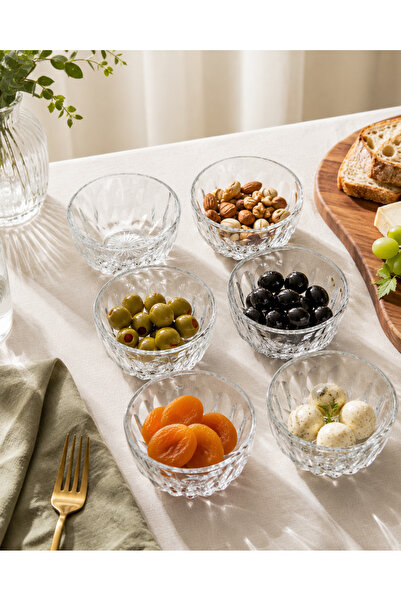 DailyHome Kristal Desenli Cam Çerezlik & Sosluk Kasesi 6’lı Set