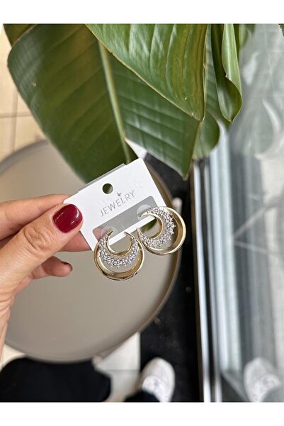 atastore2017 Stone crescent earrings - gold