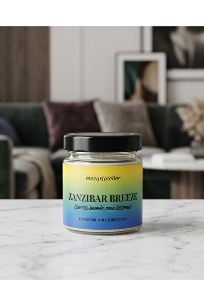 OEM Scented soy candle, ZANZIBAR BREEZE, minerals, lavender, musk, bergamot, ...
