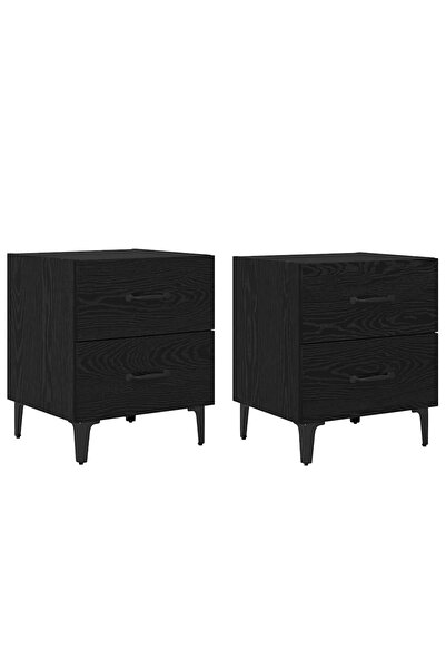 vidaxl Dulap de pat 2 pcs Stejar Negru 40 x 35 x 47,5 cm Lemn compozit