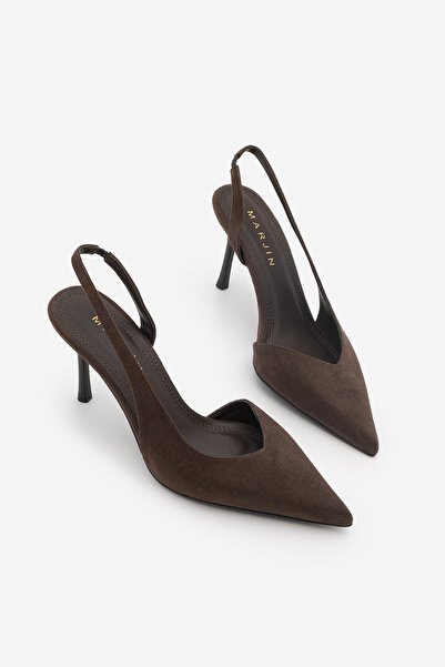 Marjin Women's Stiletto Pointed Toe Open Back V-Neck Strap Thin Heeled Shoes ...