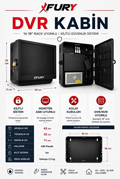 FURY Dvr/Nvr ABS Kabinet Cctv Rack 19 '' 42x32x11 cm
