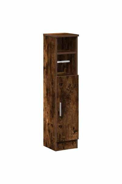 vidaxl Bathroom cabinet with roller stand, smoked oak, 20.5x22x90 cm