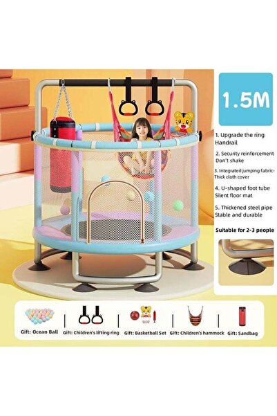 Arabest 1.5m Toddler Trampoline for Kids, Indoor Outdoor with Safety Net & Sw...