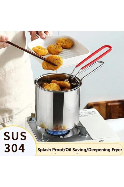 Arabest Mini Stainless Steel Deep Fryer Pot Set, 5-Piece with Basket & Lid fo...