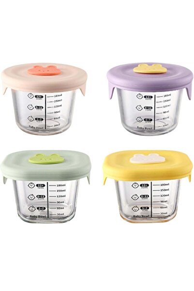 Arabest 4-Pack Baby Food Jars,Infant Food Containers,230ml,Round & Square,Non...