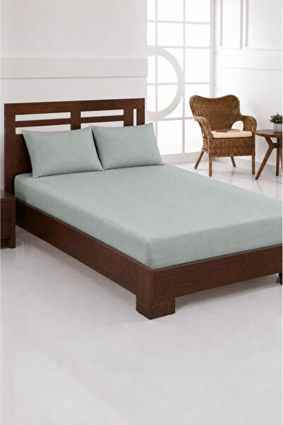 Çeyiz Diyarı Combed Cotton Double Size 180X200 cm Elastic Bed Sheet Green