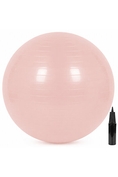 SERSIMO Minge de fitness 65 cm, cu pompă inclusă, antiderapantă, PVC, roz pudră