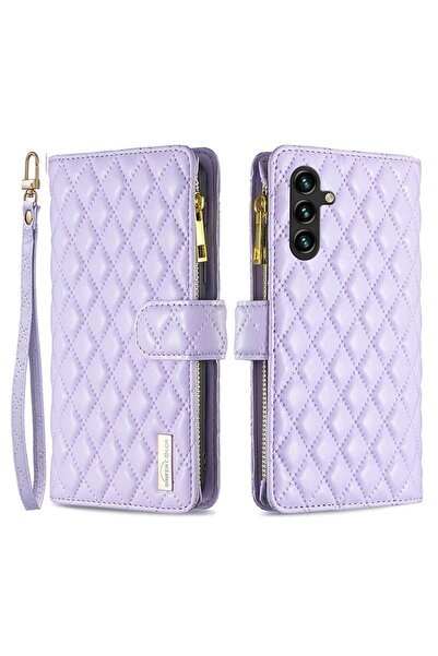 sscase Puff Rhombus Zipper Θήκη Πορτοφόλι Purple (Samsung Galaxy A35 5G)