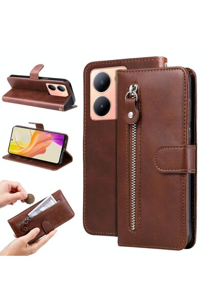 sscase Zipper Θήκη Πορτοφόλι Brown (Vivo Y36 4G)