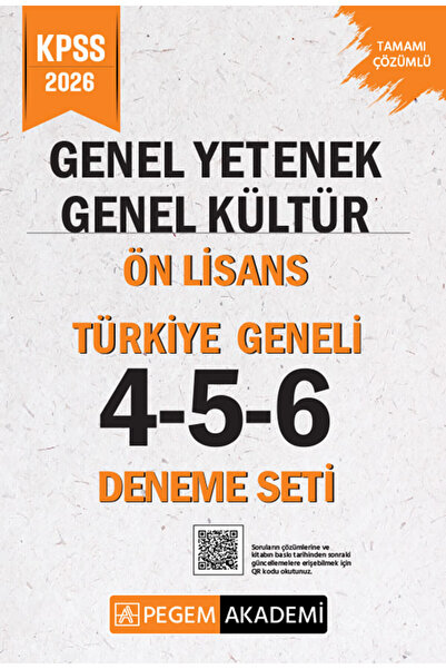 Pegem Akademi Yayıncılık 2026 KPSS Genel Yetenek Genel Kültür Ön Lisans Tamam...