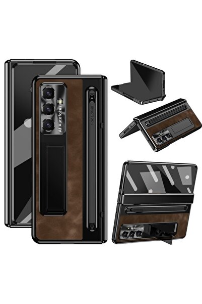 sscase Leather Σκληρή Θήκη με Στήριγμα και Πενάκι Coffee (Samsung Galaxy Z Fo...