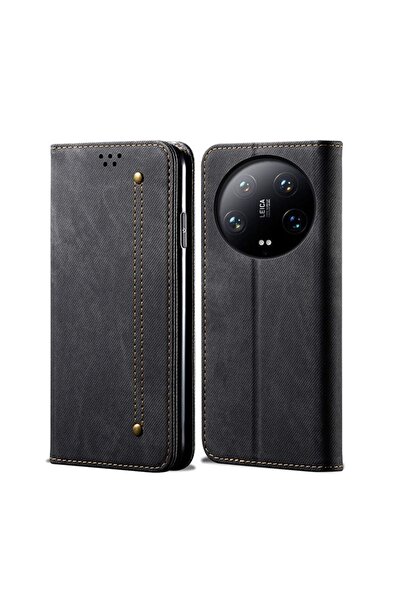 sscase Denim Texture Θήκη Βιβλίο Black (Xiaomi 14 Ultra 5G)