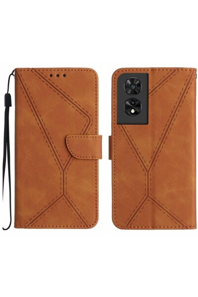 sscase Stitching Embossed Θήκη Πορτοφόλι Brown (TCL 50 SE)