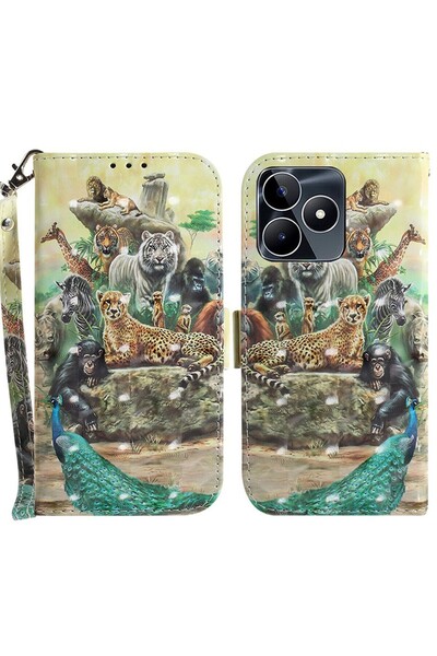 sscase 3D Painting Pattern Θήκη Πορτοφόλι Animals (Realme C53)